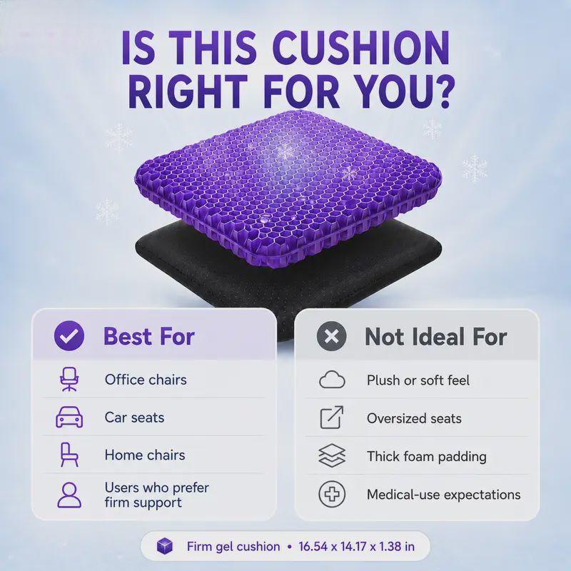 Purple Gel Seat Cushion for Office, Car & Home Comfort