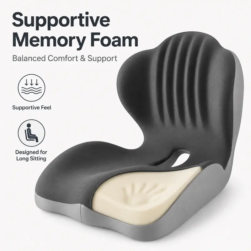 2-in-1 Memory Foam Seat Back Cushion with Lumbar Support for Office Car Truck Gaming Chair