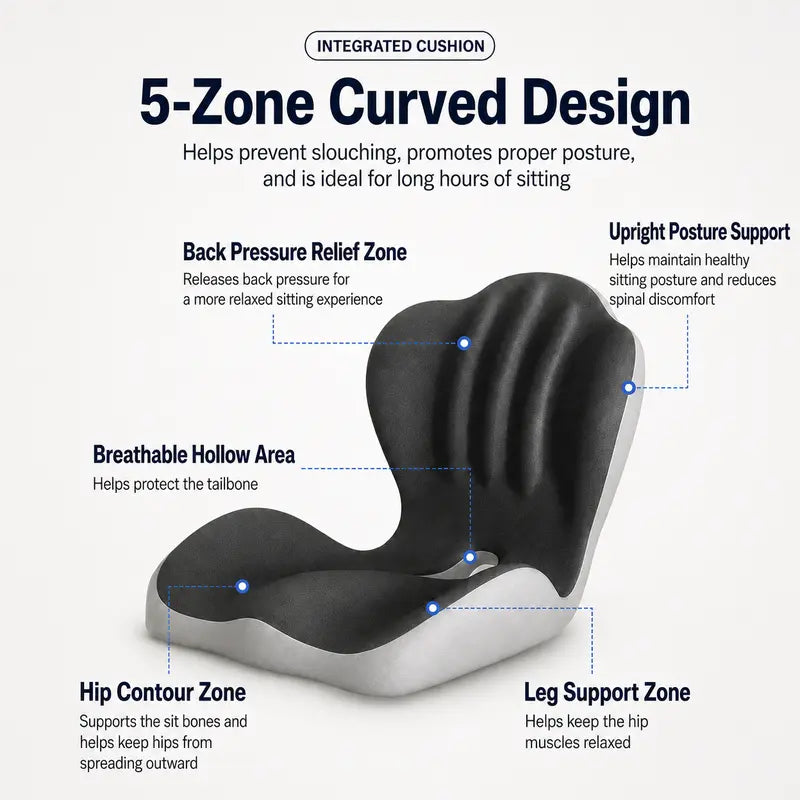 2-in-1 Memory Foam Seat Back Cushion with Lumbar Support for Office Car Truck Gaming Chair